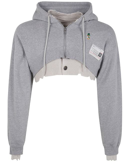 Maison Mihara Yasuhiro Gray Sweatshirt Cropped "Layered Parka" for men
