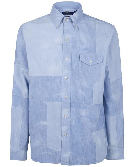 Polo Ralph Lauren Blue Patchwork Sport Shirt for men