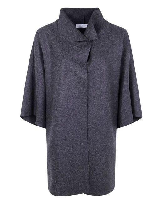 Harris Wharf London Blue Kimono Mantle Pressed Wool