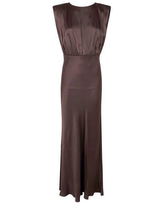 Semicouture Brown Satin Long Dress