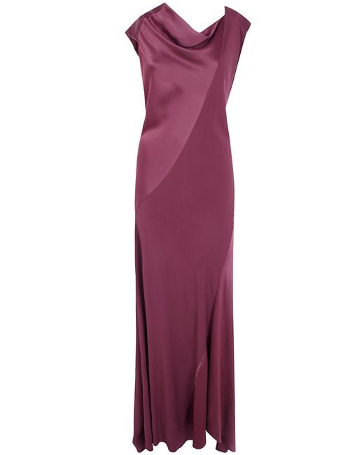 Alberta Ferretti Purple Dress Long "Enver Satin"