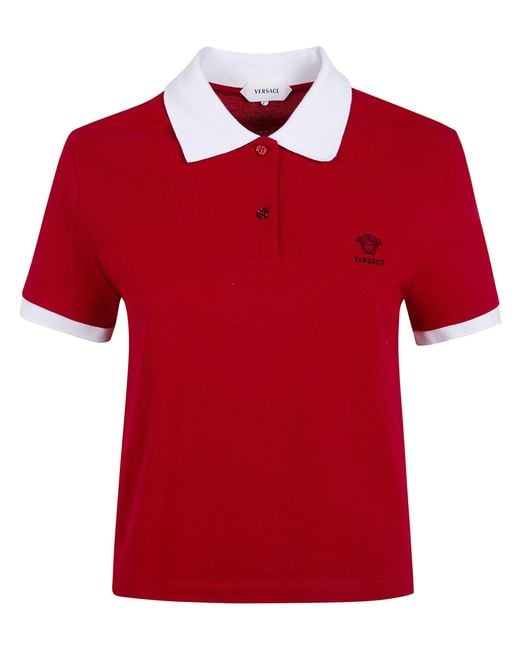 Versace Red Polo Piquet With Logo And "Medusa" Embroidery