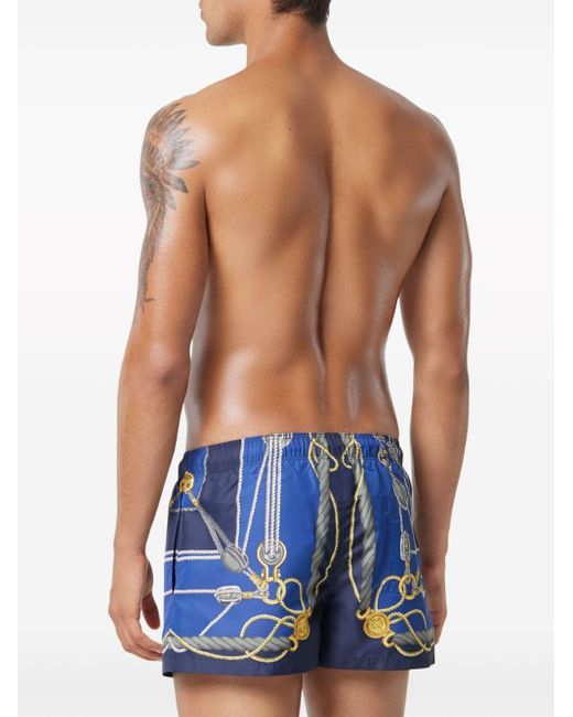 Versace Blue Nautical Graphic-print Swim Shorts for men