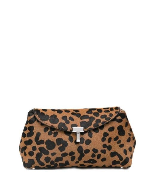 Totême  Brown Mini T Lock Naplak Clutch