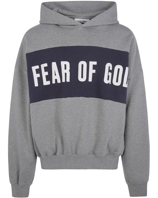 Fear Of God Gray Sweatshirt Panelled "Cropped Relaxed Hoodie" for men