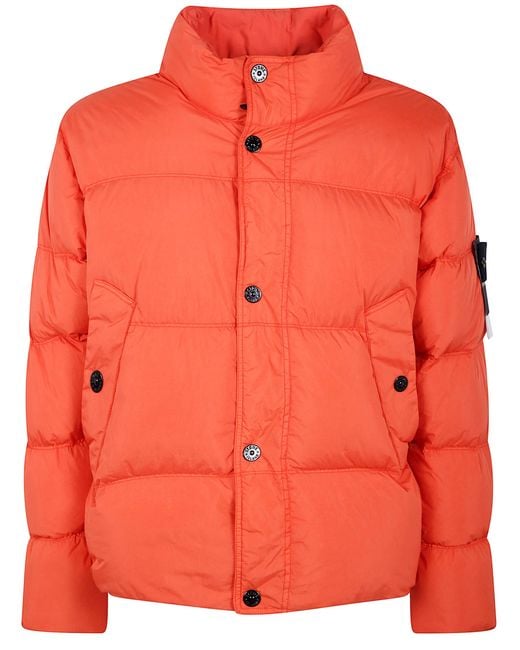 Stone Island Orange Down Jackets for men
