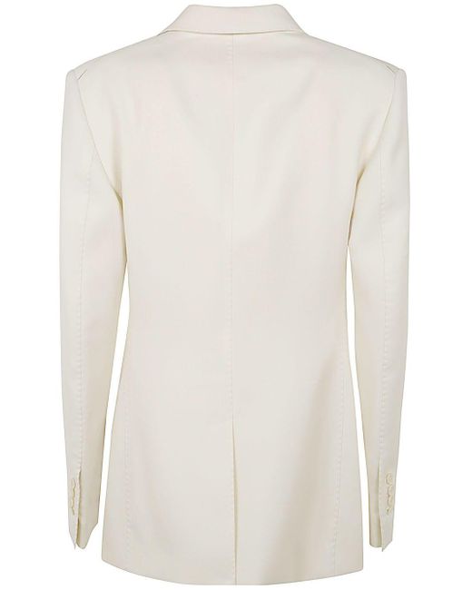 Tom Ford White Wool And Silk Blend Twill Double Breasted Jacket