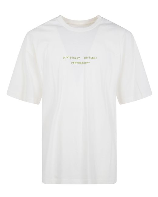 Oamc Peacemaker White Loose Fit T-Shirt "Landart 02 Print" for men