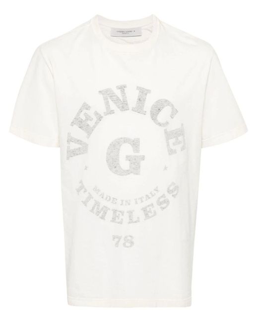 Golden Goose Deluxe Brand White Logo-print Cotton T-shirt for men