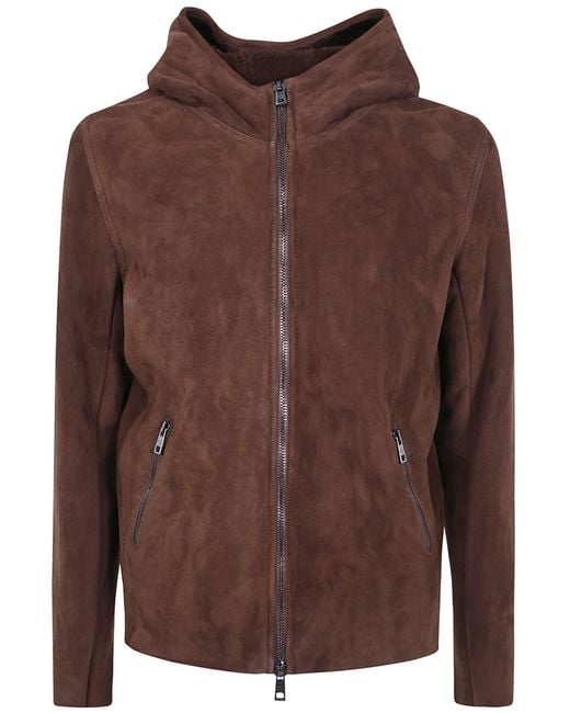 Giorgio Brato Brown Coat Hooded Shearling "Gu27F.26018.Mevl Havana" for men