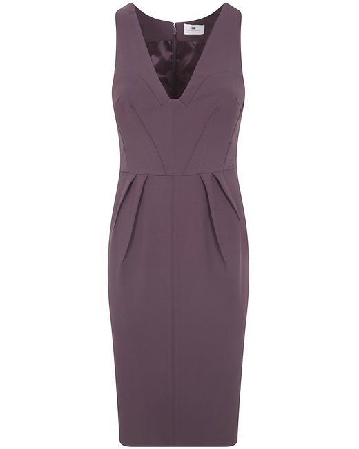 Elisabetta Franchi Purple Midi Evening Dress