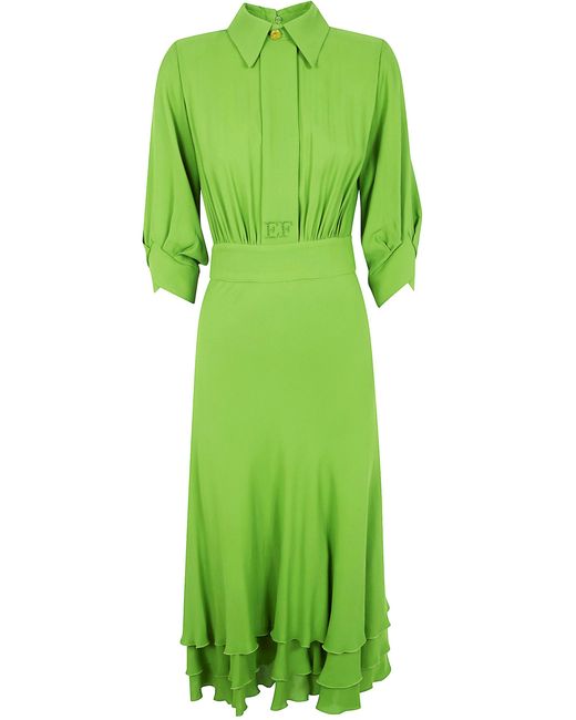 Elisabetta Franchi Green Midi Dress