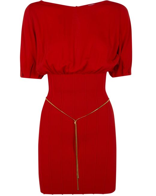 Elisabetta Franchi Red Mini Knit Dress