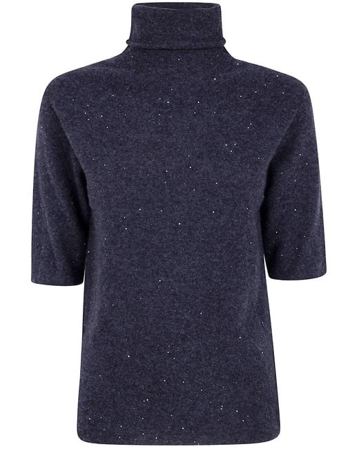 Antonelli Blue Sweater Short Sleeve Turtle Neck "Dakota"
