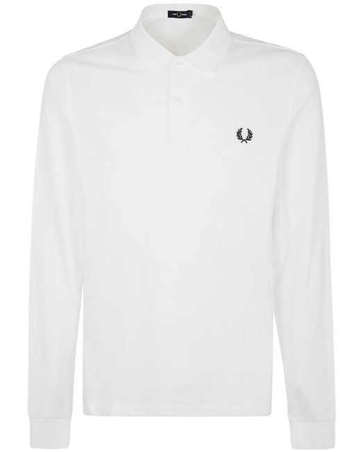 Fred Perry Men's White The Long Sleeve Fp Shirt Clothing