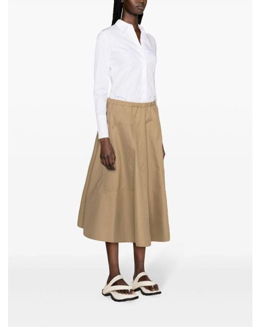 Sofie D'Hoore Natural Wide Midi Skirt With Big Patched Pockets