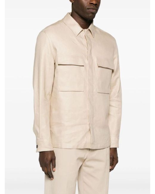 Zegna Natural Oasis Linen Overshirt Clothing for men