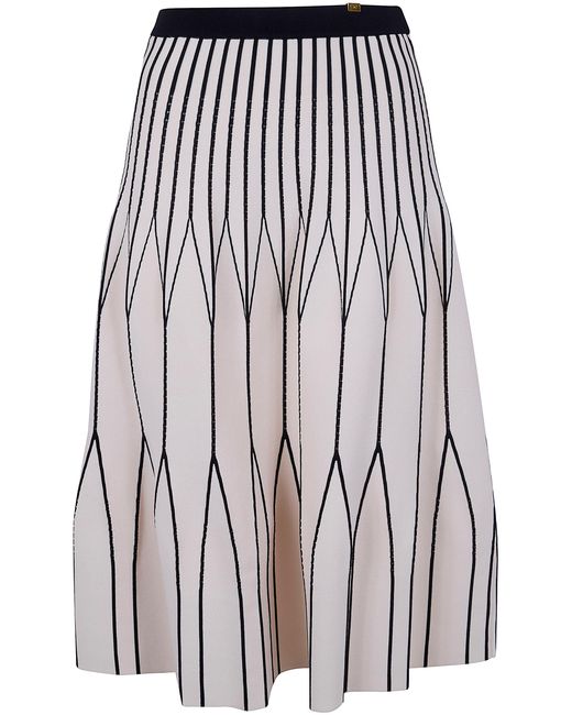 Elisabetta Franchi White Midi Knit Skirt
