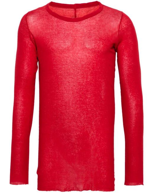 Rick Owens Red Rib Long Sleeves T-shirt Clothing for men