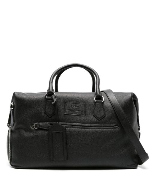 Polo Ralph Lauren Black Logo-patch Leather Holdall for men