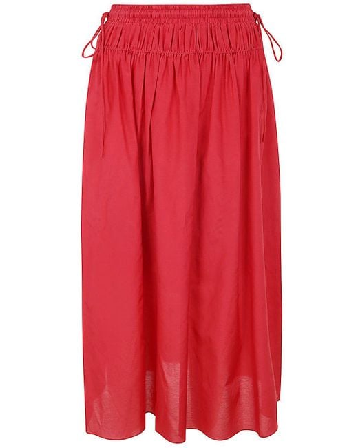 Paul Smith Red Popeline Skirt With Curl On Waist