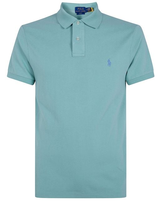 Polo Ralph Lauren Blue Short Sleeves Knit Classic Logo Polo Shirt for men