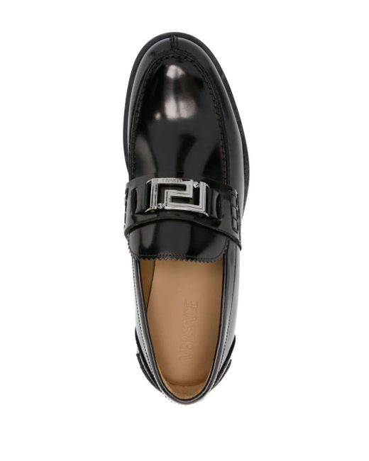 Versace Black Greca Patent Leather Loafers for men