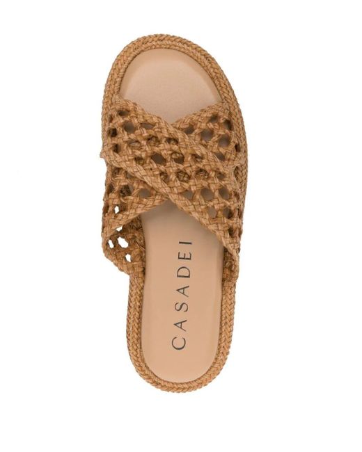 Casadei Brown Raffia Sandal Shoes