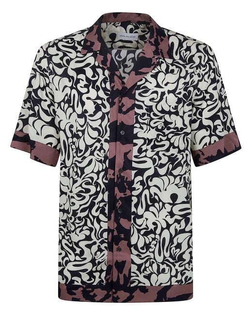 Dries Van Noten Black 'Carltone' Short Sleeves Print Shirt for men