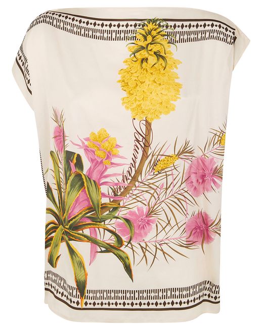 Blumarine Gray Print Twill Top