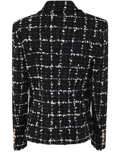 Balmain Black Checked Tweed Blazer