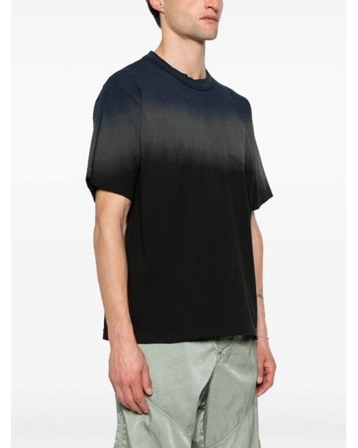 Sacai Black Dip Dye T-shirt Clothing for men