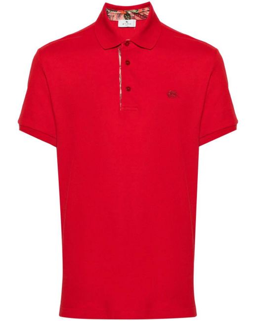 Etro Red Roma Printed Details Polo Shirt Clothing for men