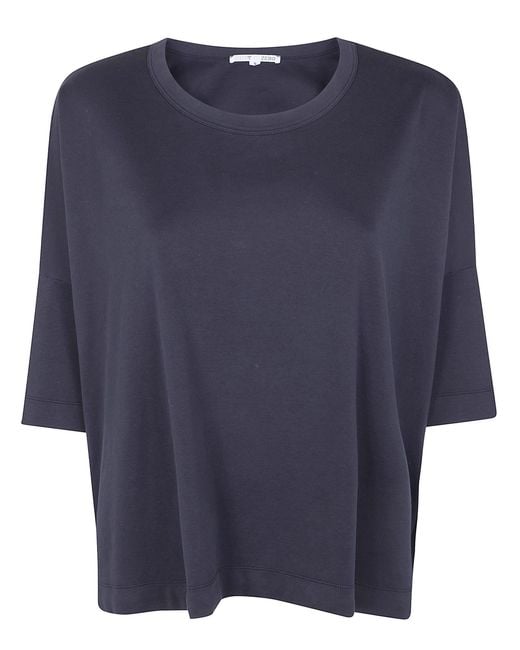 T C ZERO Blue T-Shirt Oversized Round Neck "Coulisse"