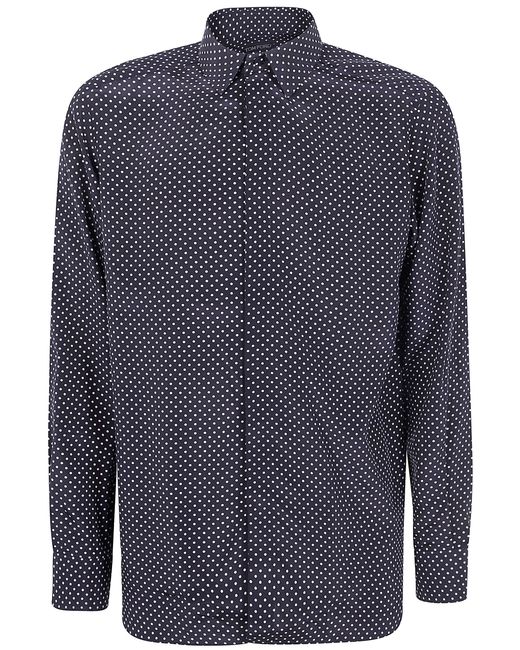 Tom Ford Blue Crepe De Chine Polka Dot Classic Fit Shirt for men