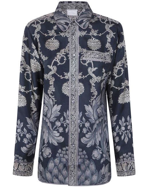 Pierre Louis Mascia Blue Shirt Long Sleeves "Aloes"