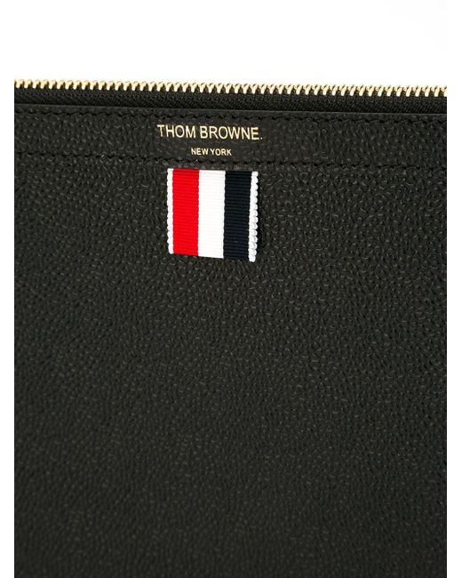 Thom Browne Black Small Document Holder In Pebble Grain Leather Accessories for men