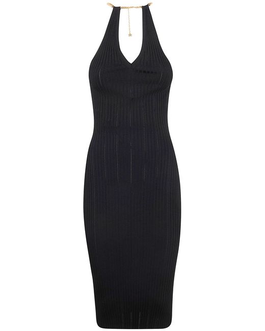 Elisabetta Franchi Blue Midi Knit Dress
