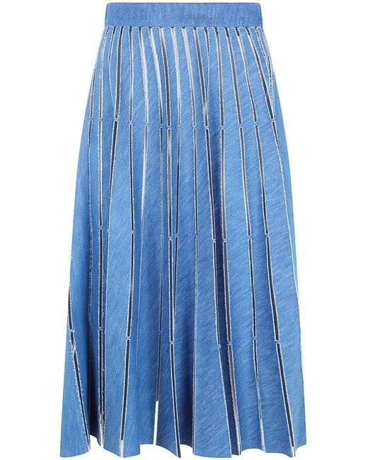 Twinset Blue Round Midi Skirt