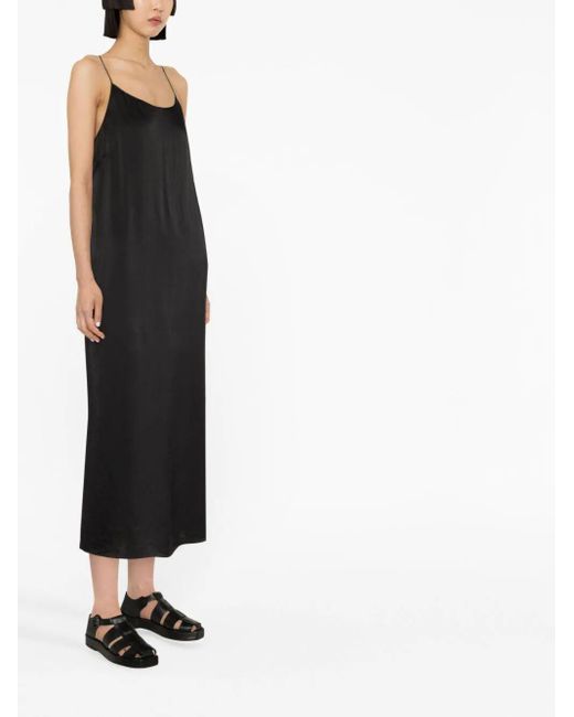 Uma Wang Black Silk Midi Slip Dress