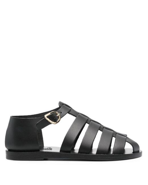 Ancient Greek Sandals Black Homeria Flat Sandal Shoes