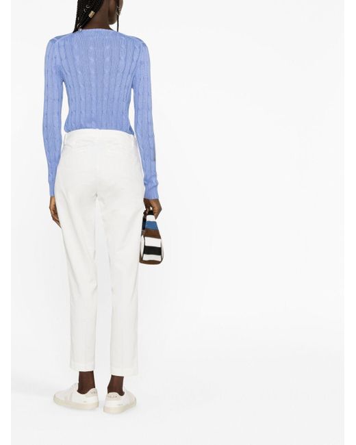Polo Ralph Lauren White High-waisted Slim-fit Trousers