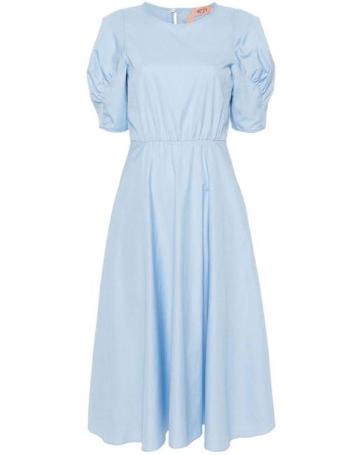 N°21 Blue Short Sleeve Midi Dress Clothing