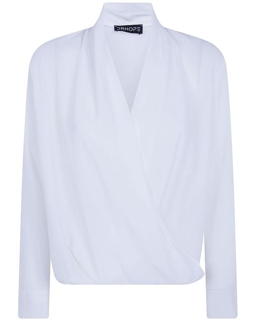 DR. HOPE White Shirt Silky "Classic Twist Shirt"