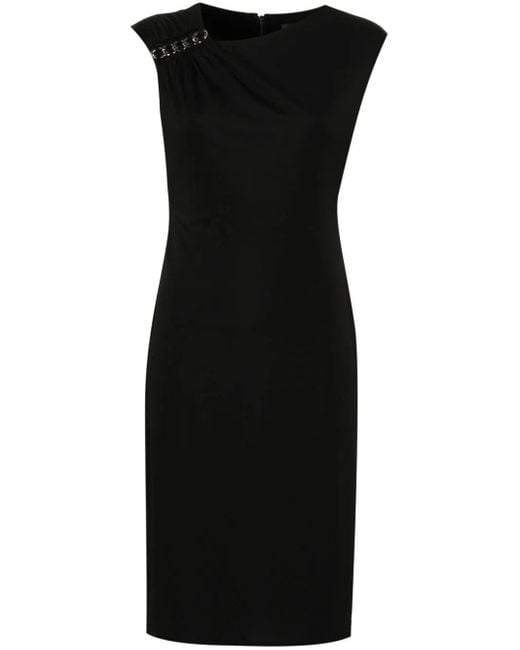 Lauren by Ralph Lauren Black Chain-link Detail Midi Dress