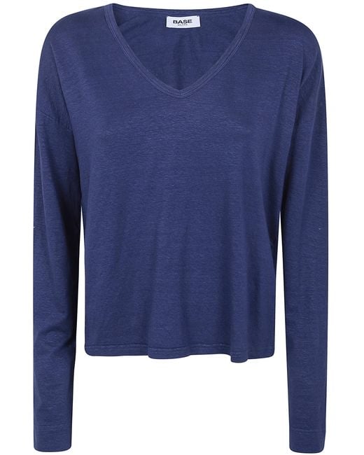 Base London Blue V Neck Sweater