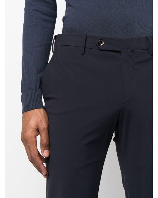 PT01 Blue Organic Kitenic Summer Fabric Slim Flat Front Pants for men