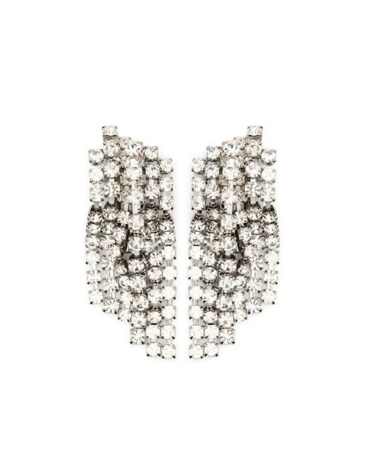 Helene Zubeldia White "Timeless" Crystal Waterfall Earrings Clips