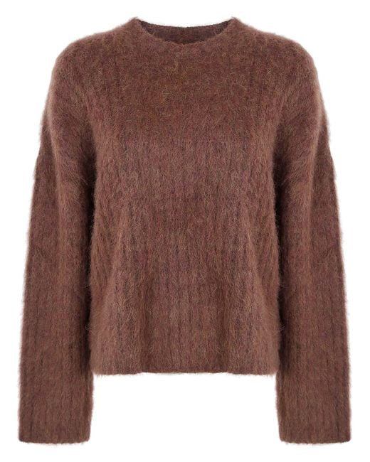 Uma Wang Brown Top Crew Neck "Uw240 Mustard"
