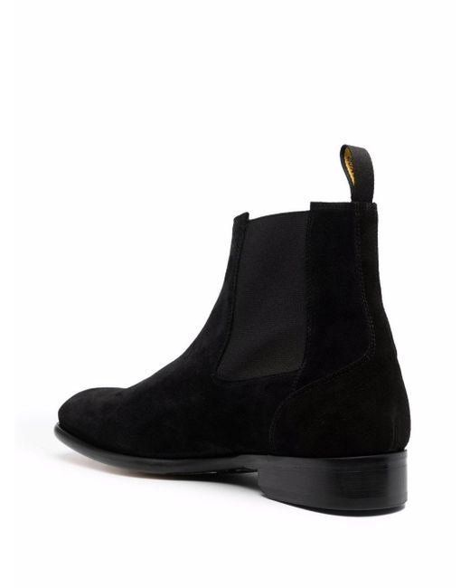 Doucal's Black Point Elastic Beatles Shoes for men